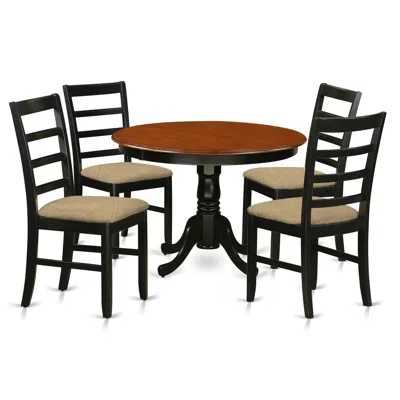 East West Furniture Hlpf5-bch-c 5 Pc Set With A Kitchen Table And 4 Linen Dinette Chairs In Black And Cherry