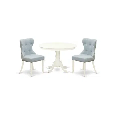 East West Furniture East-west Furniture Hlsi3-lwh-15 - A Modern Dining Table Set Of Two Fantastic Parson Dining Chairs W
