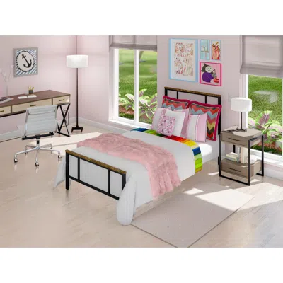 East West Furniture Ingram Modern Bed Frame With 4 Metal Legs - High-class Bed Frame In Powder Coating Black Color