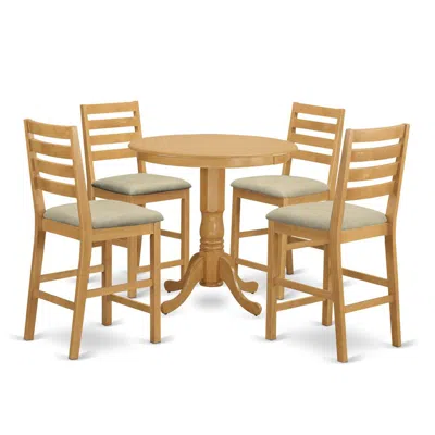 East West Furniture Jacf5-oak-c 5 Pc Counter Height Dining Room Set - High Table And 4 Counter Height Chairs. In Neutral