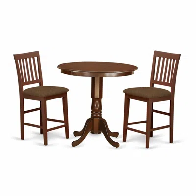 East West Furniture Javn3-mah-c 3 Pc Dining Counter Height Set - Dining Table And 2 Counter Height Chairs.