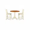 East West Furniture Javn3-whi-c 3 Pcpub Table Set - Counter Height Table And 2 Counter Height Chairs.