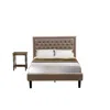 East West Furniture Kd16f-1bf07 2 Pc Bed Set - Full Size Bed Dark Khaki Padded Headboard With 1 Nightstand - Black Finis In Gray