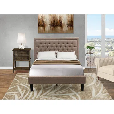 East West Furniture Kd16f-1vl07 2 Pc Bedroom Set - Bed Frame Dark Khaki Headboard With 1 Nightstand Bedroom - Black Fini