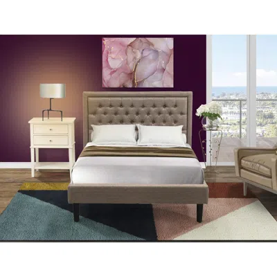 East West Furniture Kd16f-1vl0c 2 Piece Wood Bedroom Set - Full Bed Dark Khaki Headboard With 1 Night Stand - Black Fini In Neutral