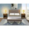 East West Furniture Kd16f-2ga08 3 Piece Bedroom Set - Platform Bed Dark Khaki Headboard With 2 Nightstands - Black Finis