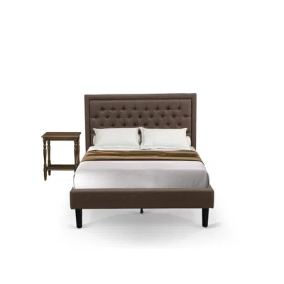 East West Furniture Kd18f-1bf07 2 Pc Bedroom Set - Full Size Bed Brown Headboard With 1 Bedroom Nightstand - Black Finis