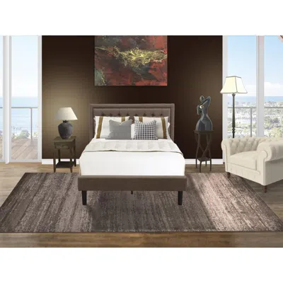 East West Furniture Kd18f-1de07 2 Pc Full Size Bed Set - Platform Bed Brown Headboard With 1 Wood Night Stand - Black Fi