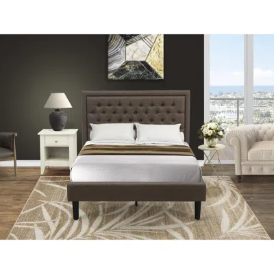 East West Furniture Kd18f-1ga0c 2 Pc Wooden Bed Set - Wood Bed Brown Headboard With 1 Night Stand For Bedroom - Black Fi