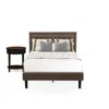 East West Furniture Kd18f-1hi0m 2 Pc Bed Set - Full Size Bed Brown Headboard With 1 Night Stand For Bedroom - Black Fini