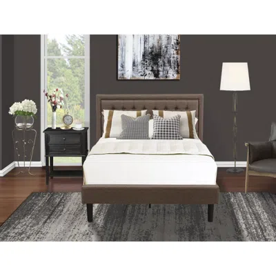 East West Furniture Kd18f-1vl06 2 Piece Wooden Bedroom Set - Wood Bed Frame Brown Headboard With 1 Nightstand - Black Fi