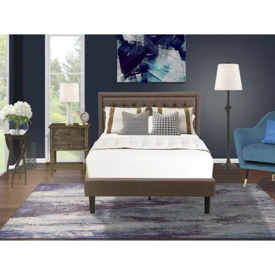 East West Furniture Kd18f-1vl07 2 Pc Wooden Bedroom Set - Modern Bed Frame Brown Headboard With 1 Nightstand - Black Fin
