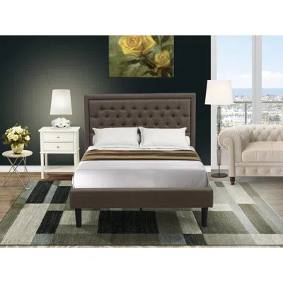 East West Furniture Kd18f-1vl0c 2 Piece Full Size Bed Set - Full Size Bed Brown Headboard With 1 Night Stand - Black Fin In Blue