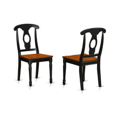 East West Furniture Kec-blk-w Kenley Kitchen Dining Chairs - Napoleon Back Solid Wood Seat Chairs, Set Of 2, Black & Che