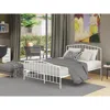 East West Furniture Kemah Queen Platform Bed With 4 Metal Legs - Magnificent Bed In Powder Coating White Color