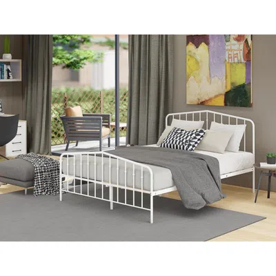 East West Furniture Kemah Queen Platform Bed With 4 Metal Legs - Magnificent Bed In Powder Coating White Color
