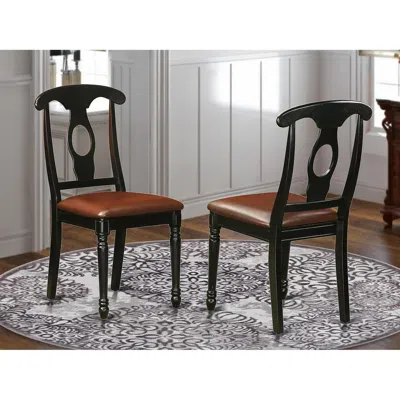 East West Furniture Kenley Nappoleon-styled Dining Room Chair With Faux Leather Upholstered Seat, Set Of 2
