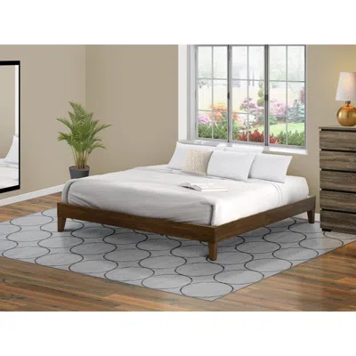 East West Furniture King Size Platform Bed Frame With 4 Hardwood Legs And 2 Extra Center Legs - Walnut Finish In Brown