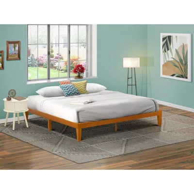 East West Furniture King Size Platform Bed Frame With 4 Solid Wood Legs And 2 Extra Center Legs - Oak Finish
