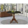 East West Furniture Kitchen Table With Drop Leaves - Black Table Top And Mahogany Pedestal Leg Finish
