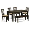 East West Furniture Lyan6-cap-c 6 Pc Dining Set With Bench-dining Table With Leaf And 4 Dining Chairs Bench