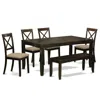 East West Furniture Lybo6-cap-c 6 Pc Kitchen Table With Bench-table With Leaf 4 Kitchen Dining Chairs And Bench
