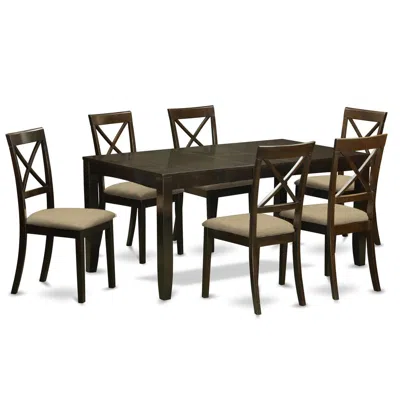 East West Furniture Lybo7-cap-c 7 Pc Dining Room Set-kitchen Tables With Leaf Plus 6 Chairs For Dining Room