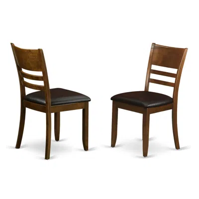 East West Furniture Lynfield Dining Room Chair With Faux Leather Upholstered Seat In Espresso Finish, Set Of 2