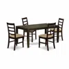 East West Furniture Lypf5-cap-c 5 Pc Dining Room Set For 4-table With Leaf And 4 Chairs For Dining Room In Brown