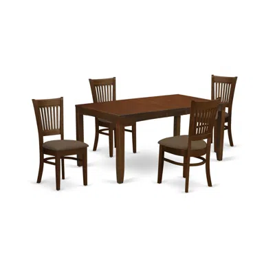 East West Furniture Lyva5-esp-c 5 Pc Set With A 12in Leaf And 4 Cushiad Kitchen Chairs In Espresso .