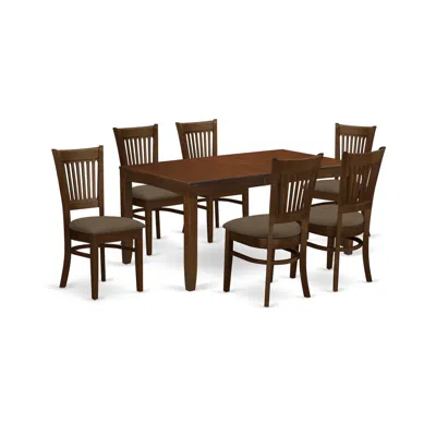 East West Furniture Lyva7-esp-c 7 Pc Dining Table With A 12" Leaf And 6 Cushion Kitchen Chairs