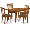 East West Furniture Mila5-sbr-c 5 Pc Set Milan With Leaf And 4 Fabric Dinette Chairs In Saddle Brown .