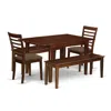 East West Furniture Mila5c-mah-c 5 Pc Dinette Set-small Dining Tables And 2 Dining Chairs With Wood Seat Plus 2 Benches