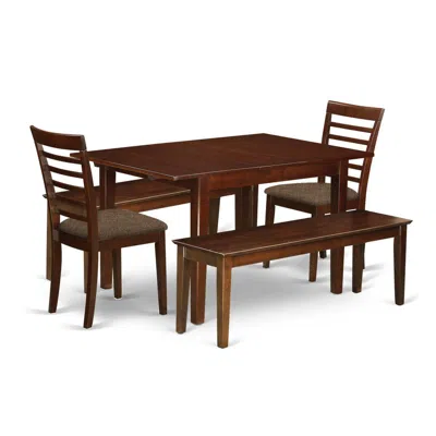 East West Furniture Mila5c-mah-c 5 Pc Dinette Set-small Dining Tables And 2 Dining Chairs With Wood Seat Plus 2 Benches