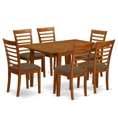 East West Furniture Mila7-sbr-c 7 Pc Kitchen Nook Dining Set-breakfast Nook And 6 Dining Chairs In Brown