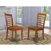 East West Furniture Milan Kitchen Chair With Wood Seat - Saddle Brown Finish, Set Of 2