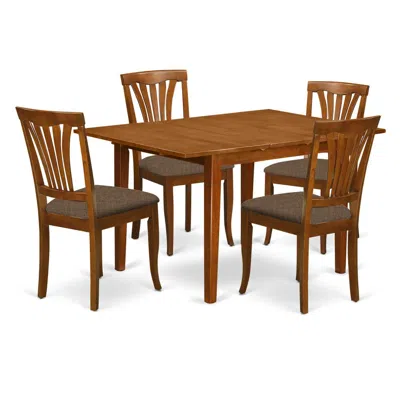 East West Furniture Mlav5-sbr-c 5 Pc Dinette Set For Small Spaces-dining Tables And 4 Dining Chairs In Brown