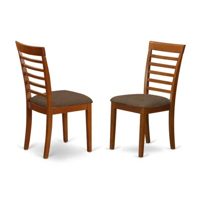 East West Furniture Mlc-sbr-c Milan Dining Chair With Cushion Seat - Saddle Brown Finish