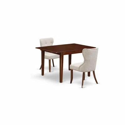 East West Furniture East-west Furniture Mlsi3-mah-35 - A Dining Set Of Two Amazing Parson Chairs Using Linen Fabric Does In Blue