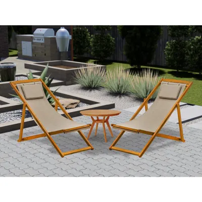 East West Furniture Modern Outdoor Patio Garden Camping Chairs - Beacher Monroe Polyester Fabric Relax Chairs Set Of 2 - In Black