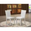 East West Furniture Mzc0t01 Dining Chair Set Of 2 - Cream Linen Fabric Seat And High Chair Back - Wire Brushed Linen Whi