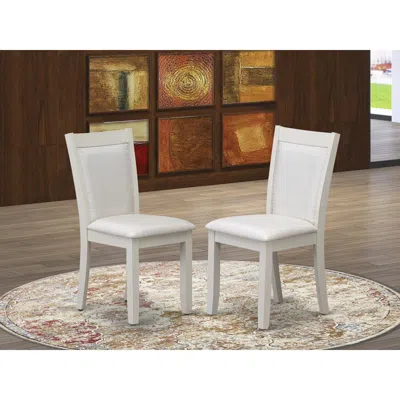 East West Furniture Mzc0t01 Dining Chair Set Of 2 - Cream Linen Fabric Seat And High Chair Back - Wire Brushed Linen Whi In Blue