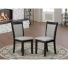 East West Furniture Mzc6t06 Mid Century Dining Chairs - Shitake Linen Fabric Seat And High Chair Back - Wire Brushed Bla