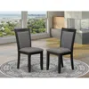 East West Furniture Mzc6t50 Modern Dining Chairs - Dark Gotham Grey Linen Fabric Seat And High Chair Back - Wire Brushed