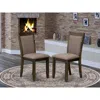 East West Furniture Mzc7t48 Modern Dining Chairs - Coffee Linen Fabric Seat And High Chair Back - Distressed Jacobean Fi