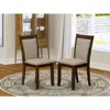 East West Furniture Mzcnt04 Dining Room Chairs - Light Tan Linen Fabric Seat And High Chair Back - Sand Blasting Antique