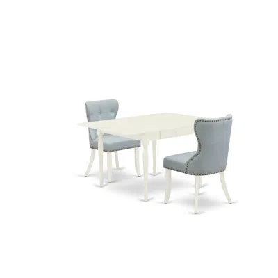 East West Furniture East-west Furniture Mzsi3-lwh-15 - A Dinette Set Of Two Fantastic Parson Dining Chairs With Linen Fa In Blue