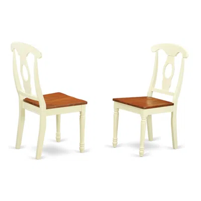East West Furniture Napoleon Styled Chair With Wood Seat, Set Of 2
