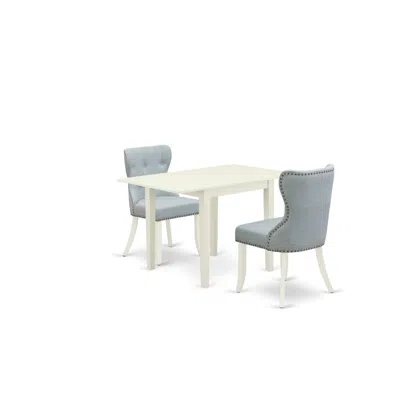 East West Furniture East-west Furniture Ndsi3-lwh-15 - A Dining Table Set Of Two Great Parson Chairs With Linen Fabric B