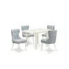 East West Furniture East-west Furniture Ndsi5-lwh-15 - A Wooden Dining Table Set Of 4 Amazing Dining Chairs With Linen F
